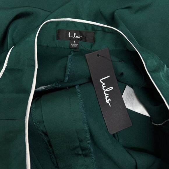 Lulus Sophisticated Step Emerald Satin Wide-Leg High-Rise Pants size Small NWT - Picture 8 of 8